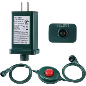 Meonum 29V 18W LED Power Supply with Foot Switch, Transformer Replacement Class 2 Power Supply, 9 Modes Low Voltage Transformer US Plug for Christmas Tree Light & LED String Lights (Green)