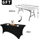 2 Pack 6FT Spandex Table Cover, Wrinkle-Free Reusable Rectangle Tablecloths, Washable Spandex Tablecloths, Elastic Table Cover for Banquet, Wedding, Festival,Parties, Black, 72"30"30"
