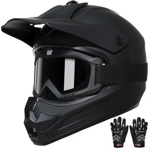 TRIANGLE Youth Kids Dirt Bike Helmet Full Face Motocross Helmet with Goggle & Gloves DOT/FMVSS-218 Approved Motorcycle Helmet XL
