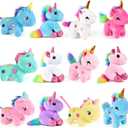12Pcs Mini Plush Unicorn Stuffed Animals Unicorn Party Favors Bulk Toys Assortment 4.8" Inch Keychain Goodie Bag Stocking Stuffers Fillers Kid Girl Birthday Gift Carnival Prize, Unicorns Party Favors