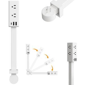 Electrical Outlet Extender Stick, 360 Rotating Outlet Extender, Power Strip with 6 Outlets & 3 USB Ports, Use Behind Couches,Nightstands,Desks,More