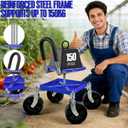 Heavy-Duty 360 Swivel Rolling Garden Seat, 330 lbs Capacity, Height Adjustable 20-24 in, with Work Gloves for Weeding, Planting, Car Detailing