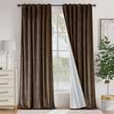 Lazzzy Dark Brown Blackout Velvet Curtains 96 Inches Long Thermal Insulated Blackout Curtain Drapes Luxury Back Tab Window Treatments for Bedroom Living Room 2 Panels, 52 x 96 Inch, Truffle