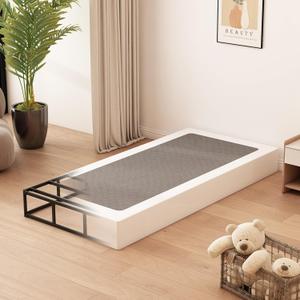 Twin Box Spring 8 Inch, High Profile Metal Box Spring Twin Bed Base with Fabric Cover, Sturdy Mattress Foundation, Easy Assembly, Noise Free, Black