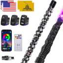 ZIMABLUE 2PC 3FT Whip Lights for Side by Side, App & Remote Control RGB Chasing Lighted Whips with 3 Switchs for ATV UTV Dune Buggy Truck,LED Whip Light Compatible with Polaris RZR Can-Am Maverick X3