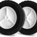 72-108 Wheels Replaces for Oregon, 8 Inch Universal Wheels Tires Compatible with Craftsman AYP MTD Lawn Mower, Radio Flyer Wagon, BBQ Grill, Hand Truck, and Lawn Sprayer (White)