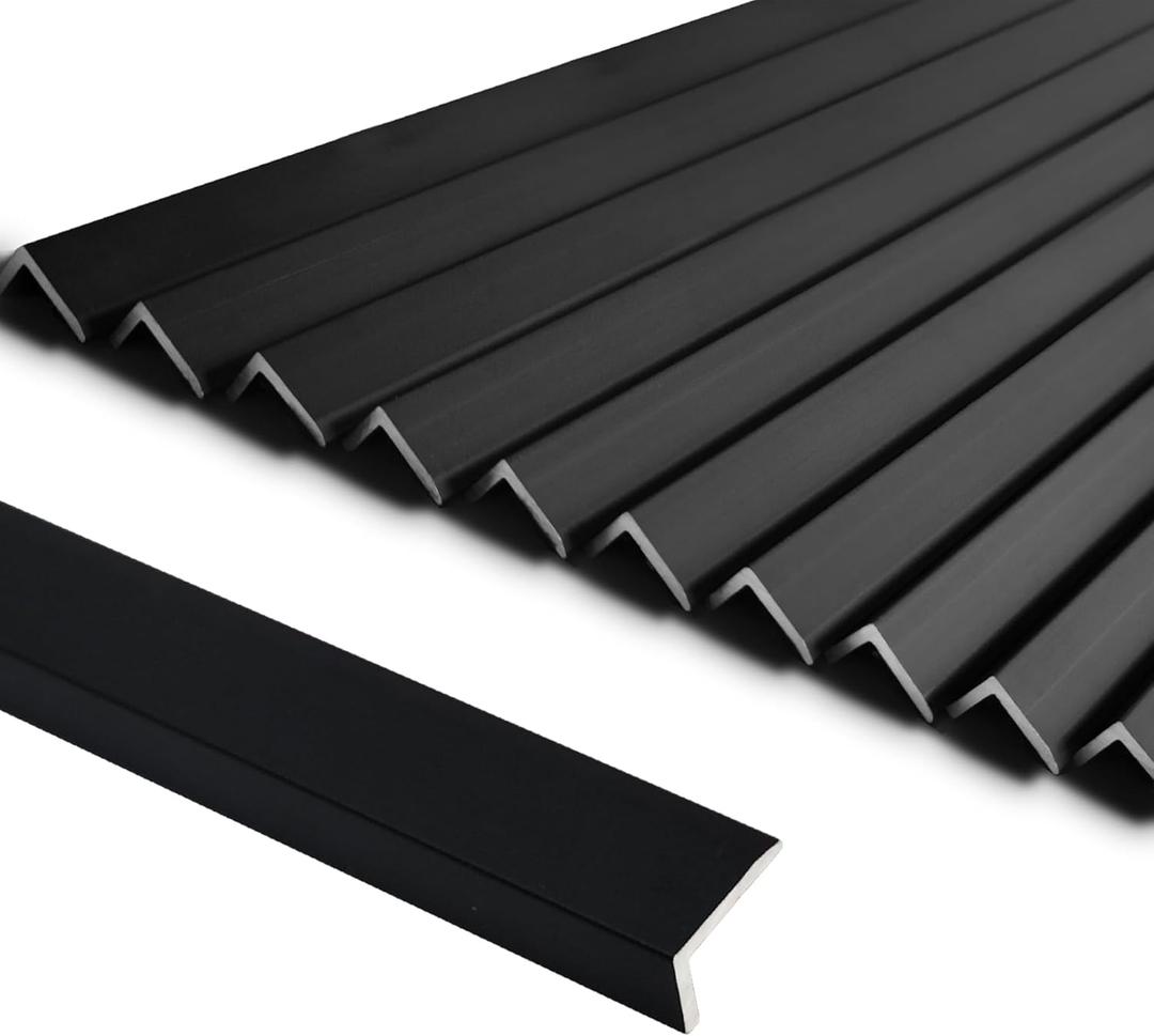 SUNWINGS 10-Pack 36 Inch Peel and Stick Aluminum Tile Trim, Decorative Kitchen Backsplash Trim Edge, Self Adhesive Tile Liner Matte Black Large