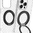 Loheckle for iPhone 15 Pro Max Case with Stand- Compatible with MagSafe Women Girls Cute Girly Aesthetic Unique Design Soft TPU Magnetic Ring Phone Cover for Apple 15 Promax, Polka