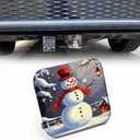 Snowman Towing Hitch Cover Winter Christmas Snowman Santa Cap Trailer Hitch Tube Cover Plug Cap Hitch Cover Universal for 2 Inch Receivers Tube for RVs SUVs and Cars