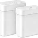 MOPALL 2 Pack Small Bathroom Trash Can with Lid, 3.2 Gallon / 11.5 L & 2.6 Gallon / 10 L Waste Basket with Pop-Up Lid, Slim Plastic Garbage Bin Dog Proof for Kitchen, Bedroom, Office, Toilet, White