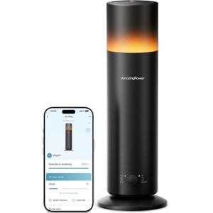 Waterless Essential Oil Diffuser, Smart Scent Diffuser with Nightlight, Smart Schedules, Up to 1100 sq ft, App Control Cold Air Scent Diffuser Oil Machine for Home Large Room and Commercial Use, Black