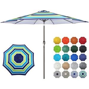 10FT Outdoor Patio Umbrella, Outdoor Table Umbrella, Yard Umbrella, Market Umbrella with 8 Sturdy Ribs, Push Button Tilt and Crank