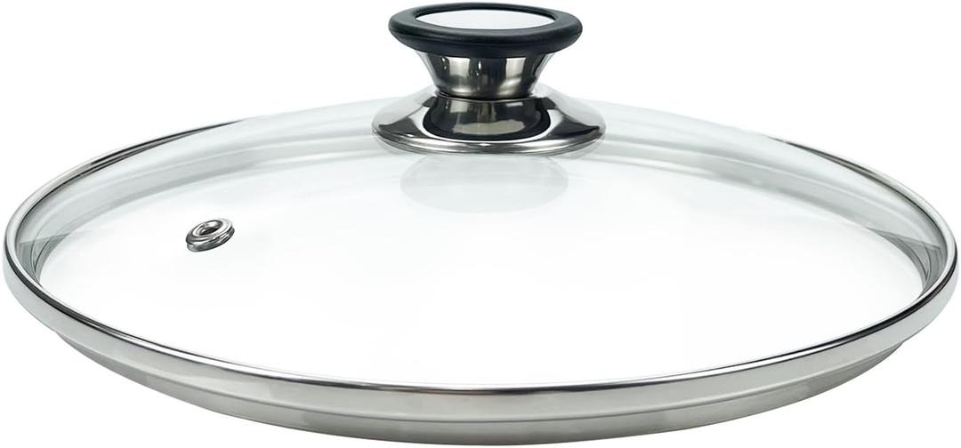 Tighall 9" Tempered Glass Lid with Steam Vent Hole Universal Pan Pot Clear Cookware Lid Replacement with Holder Knob, Stainless Steel Rim, Fits for Pots/Pan/Electric Pressure Cooker