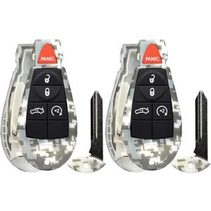 2X Camouflage New Keyless Entry 5 Buttons Remote Start Car Key Fob Fobik Shell / CASE IYZC01C for Compatible with 300 Challenger Charger Durango Grand Cherokee (No Electronics or Chip Inside)
