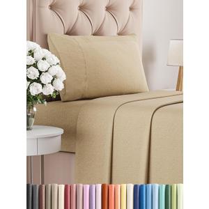 Twin XL Size 3 Piece Sheet Set - Comfy Breathable & Cooling Bed Sheets Set - Hotel Luxury Bedding for Women, Men, Kids, Teens, Boys & Girls - Deep Pockets, Soft & Wrinkle Free - Tan (Heathered Sheets)