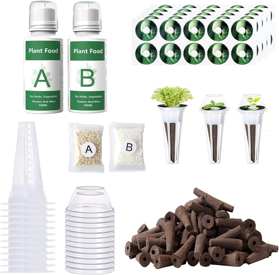 Yoocaa 178pcs Seed Pod Kit for Aerogarden, Grow Anything Kit with 100 Sponges, A&B Nutrient Plant Food, 50 Labels, 12 Baskets, 12 Domes, Compatible with All Hydroponics Systems Yoocaa 178pcs Seed Pod Kit for Aerogarden, Grow Anything Kit with 100 Sponges, A&B Nutrient Plant Food, 50 Labels, 12 Baskets, 12 Domes, Compatible with All Hydroponics Systems