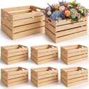 Weysat 6 Pack Large Wood Crates Box for Storage 16 Inch Unassembled Wooden Milk Crates with Handles Decorative Nesting Box for Display Unfinished Rustic Decor DIY Office Home Retail Art Craft(Wood)