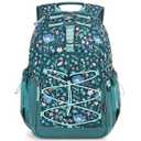 Choco Mocha Floral Backpack for Teen Girls, Travel School Backpack for Girls Middle School Large Bookbag 18 Inch, Green