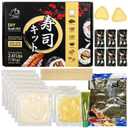 YUHO DIY Sushi Ingredients Kit with Rolling Mat Foods Making Kit Rice Ginger Seaweed Nori Wasabi Soy Sauce with Molds (EXP 01/17/27)