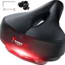 Giddy Up! Bike Seat - Comfortable Premium Bike Saddle for Exercise and Road Bicycle with LED - Wide Padded Bicycle Saddle for Peloton - Replacement Comfort Bicycle Seat Cushion
