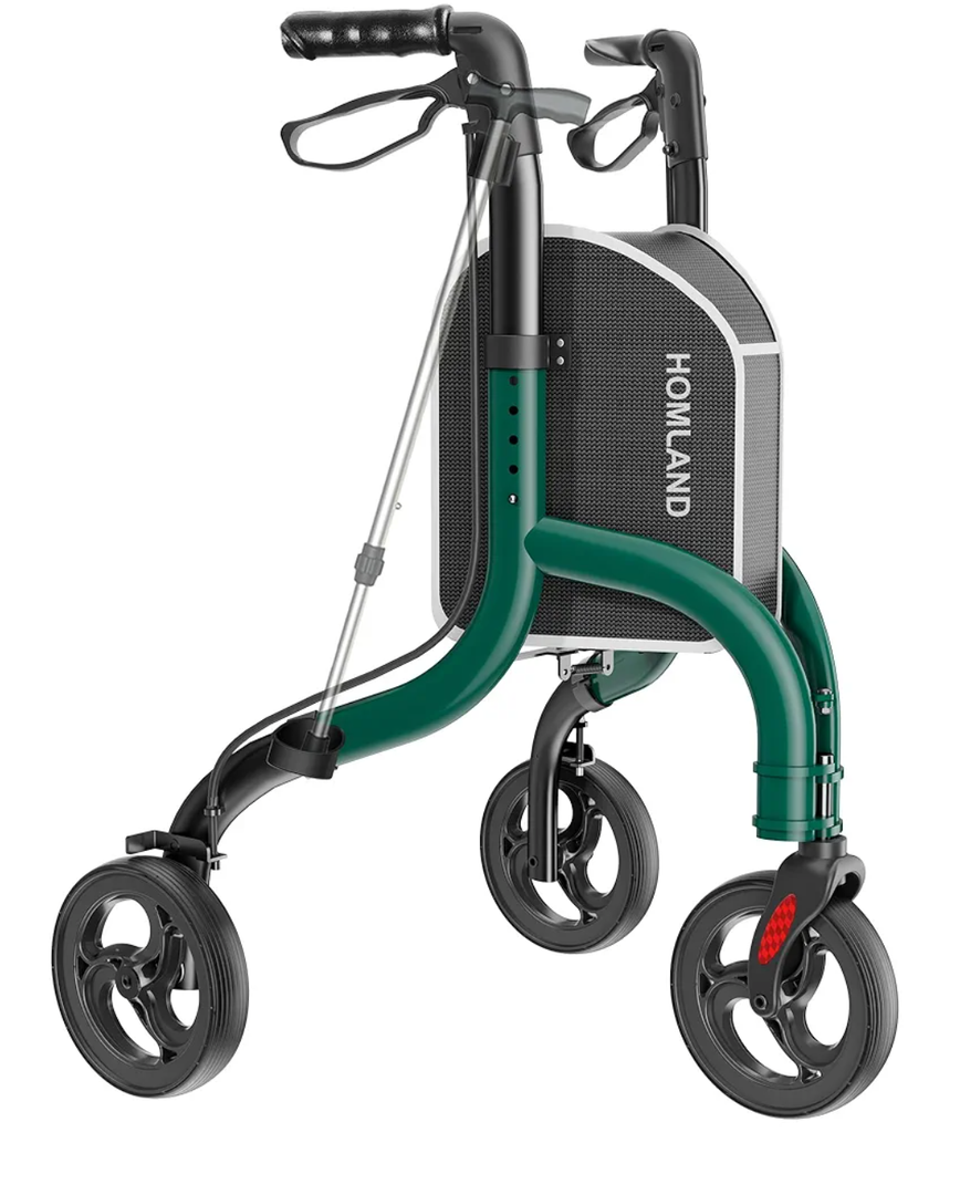 3 Wheel Walkers for Seniors, Foldable Wheeled Rollator with Cane Hold and Cup Hold, Lightweight Three Wheel Rolling Walker Height Adjustable for Seniors