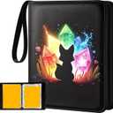 Gurgitat for Jumbo Card Binder 80 Pockets for XL Jumbo Cards  Trading Card Collection Album Folder Double Sided Pocket with Zipper for Men Boys Girls Teens for Game Cards, Colorful Fox