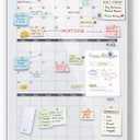 3-Month Vertical Layout 24'' x 36'' Magnetic Glass Dry Erase Calendar Board for Wall, Whiteboard Planner, Reusable Monthly Frameless Quarterly Whiteboard for Office, Home & Classroom with Accessories