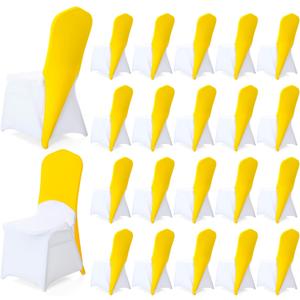 20 Pcs Chair Cap Covers Spandex Chair Hood Sash Hat Bands Folding Stretch Elastic Cover for Wedding Holidays Banquet Party Celebration (Yellow)