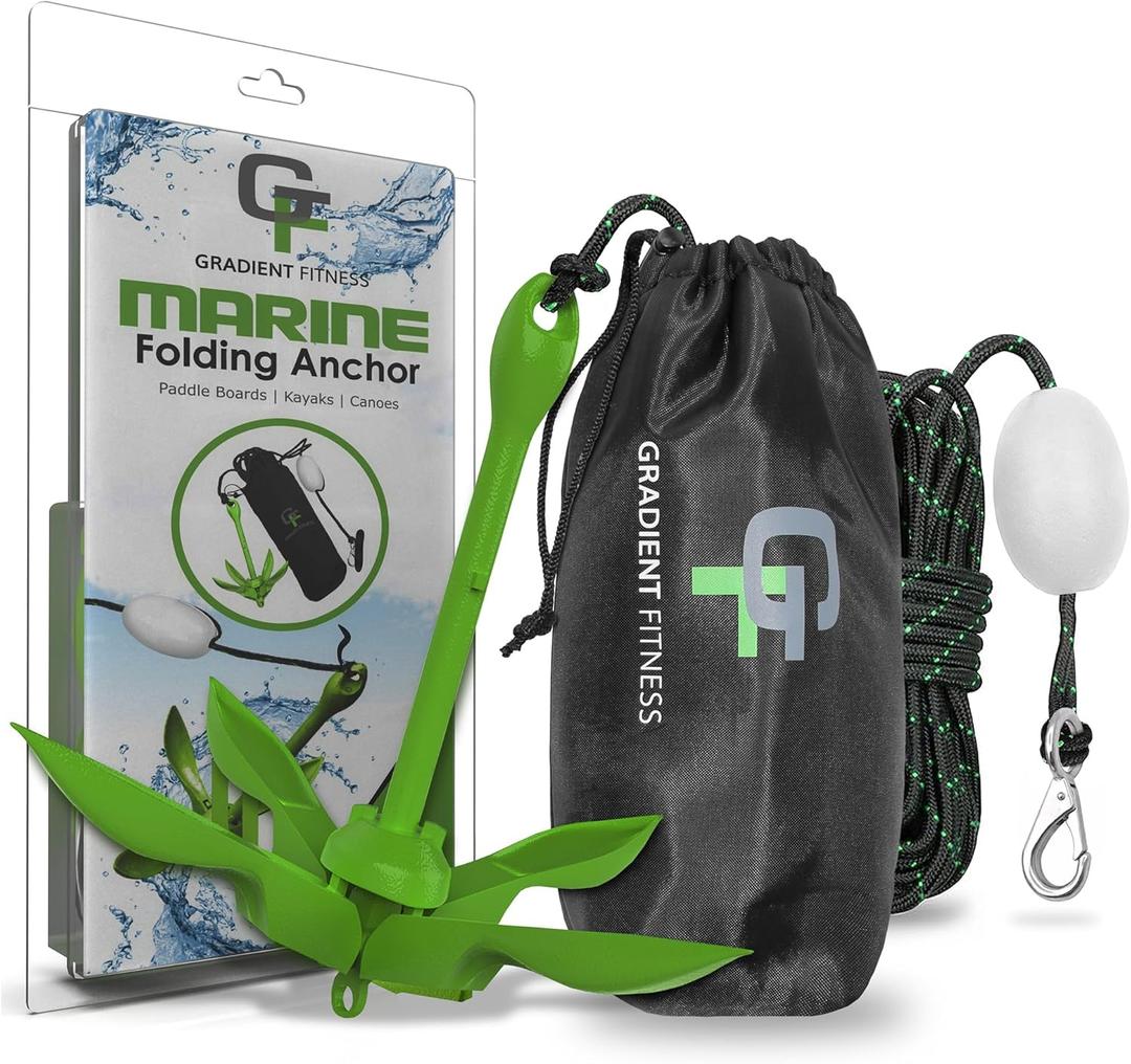 Gradient Fitness Kayak Anchor Kit | Paddle Board Accessories, Small Boat, Jet Skit and Canoe Anchors, Jetski Accessory, PWC Anchor (3.5 lb Folding Anchor)