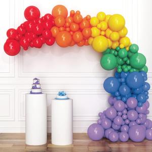 HOUSE OF PARTY Valentine's Rainbow Balloon Arch Kit with Banner – Assorted Color Balloon Garland, Colorful Fiesta Carnival Circus Balloons for Party & Christmas Decor