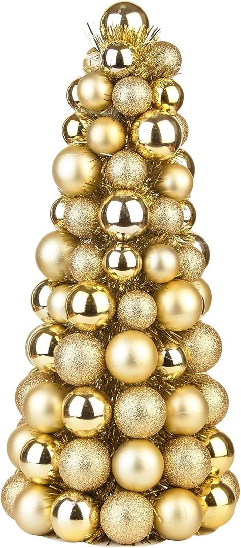 16 Inch Christmas Ball Tree Fireplace Table Decoration Home Party Decorative Ball Ornaments Xmas Tree Decors Gold