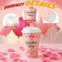 Tioncy 60 Pcs 12oz Galentine's Day Coffee Paper Cups with Lids Hot Cocoa Cups Galentine's Day Paper Beverage Tumbler Hot Chocolate Cocoa Container for Women Valentines Friends Female Sister (Pink)