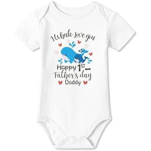 BesserBay Baby Happy 1st Father's Day Bodysuit Infant Fathers Day Onesie, 3-6M