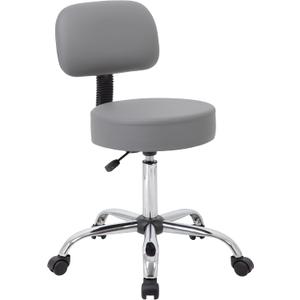 Boss Office Products Be Well Medical Spa Professional Adjustable Drafting Stool with Back, Grey