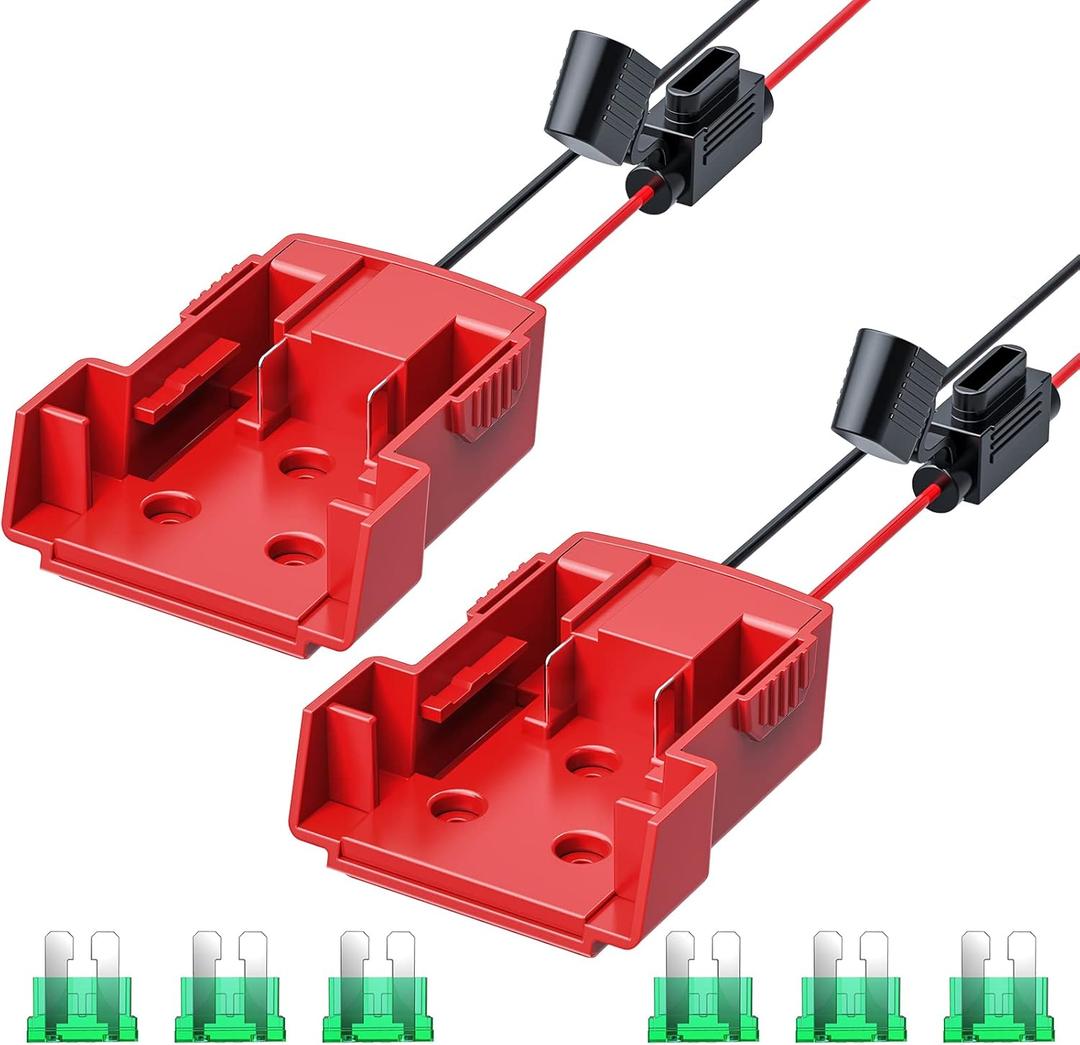 2 x 2 Pack Power Wheel Adapter for Milwaukee Battery Adapter 18V Power Wheels Battery Converter 12AWG Wire with Fuse Holder and 6PCS 30Amp Fuses for 18V Battery UIInosoo for DIY, RC Toys and Robotics