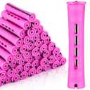 Tigeen 160 Pcs Perm Rods for Natural Hair Plastic Hair Rollers, No-heat Small Curling Rods Cold Wave Rod for Women DIY Styling Hairdressing Tools (0.75 Inch, Purple)