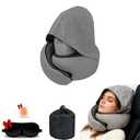 Memory Foam Travel Neck Pillow for Airplane – New Ergonomic Wrap-Around Design，Washable Cover, Carry Bag & Sleep Mask – for Sleeping Plane Train Travel Essentials (Light Gray)