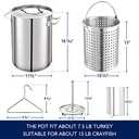 ARC 32QT Stainless Steel Stock pot 6-Piece For Seafood Boil Pot with Basket and Steamer Rack,Cookware for Crawfish Crab Shrimp Lobster Boiling Pot, Turkey Fryer Pot, Tamale Steamer Pot with Strainer