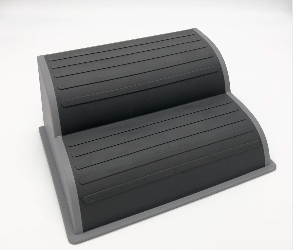 CiWiVOKi 2-Step Modular Dog Ramp - Portable Non-Slip Stairs for Small Dogs with High Support, Lightweight Plastic Pet Steps Fits Staircase Indoor, Ideal for Elderly Injured Pets (9.5"D, 1-Pack, Grey)