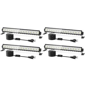 Pack of 4THECHAM IP66 Waterproof 45W LED Shop Lights, 5400LM 6000K Daylight White Garage Light with 6FT Power Cord & Switch, Plug in LED Work Light for Garage, Workshop, Warehouses, Basement, Yard, 