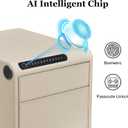 Jewelry Safe with DrawersBiometric Fingerprint safe, Slide-Away Handgun Safe for Pistols, Leather Wrapped Jewelry Storage Safe, Digital Keypad & Quick-Access Drawer(White- 2 Drawer)