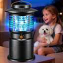 Bug Zapper Outdoor, 2-in-1 Mosquito Zapper with Attraction Light & Airflow Trap, 12H Long-Lasting Rechargeable Cordless Fly Zapper, Auto ON/Off, IPX5 Waterproof or Patio, Camping, Garage