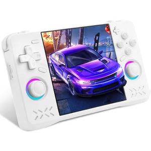 Upgraded XF40H Handheld Game Console, Retro Gaming Console Preloaded Classic Games with Multiple Emulators, 4.0 Inch 4K HD IPS Screen Open Source Linux System, Pocket Video Gaming (White-128G)