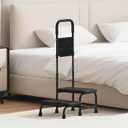 Step Stool with Handle for Elderly Adults, Portable Footstool Bed Steps for High Beds, Two Step Stools for Seniors with Adjustable Handrail Non-Skid Platform, Foot Stool for Kitchen Bathtub (Black)