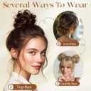 CJL HAIR Small Messy Bun Hair Pieces for Women Thin Hair Synthetic Curly Mini Scrunchies Hairpiece Updo with Elastic Band 2PCs Grey Multi