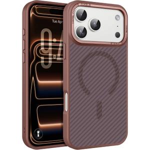 BENTOBEN Carbon Fiber for iPhone 17 Pro Case 2025 [Compatible with MagSafe] Magnetic Fashion Phone Case iPhone 17 Pro 6.3" Slim TPU Bumper with Drop Protection Women Men Cases Cover, Desert Titanium