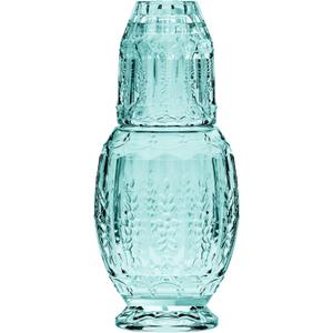 Elle Decor Vintage Bedside Water Carafe with Tumbler Glass  Elegant Pitcher and Matching Drinking Cup Doubles As Lid (Green)