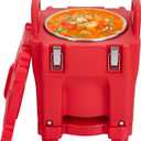 Insulated Food Pan Carrier -Top Load, Includes Spoon, Wheel and Lock, 20L Capacity, Stainless Steel Liner, Portable for Catering, Family Gathering, Canteen, Restaurant Red