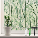 DKTIE Window Film Privacy with Installation Tools, Decorative Stained Glass Window Clings for Home, Static Cling Window Sticker for Front Door, Bathroom (Green, 35.4'' x 78.7'')