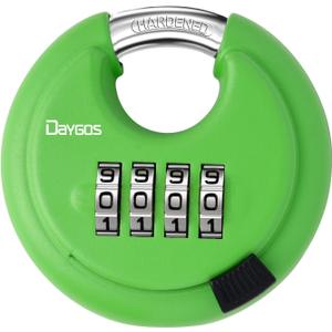 DAYGOS Combination Disc Padlocks for Outdoor - Heavy Duty 4 Digit Code Lock, Combo Discus Lock for Storage Unit,Gate,Fence,Trailer(3/8-in Shackle,1PCS,Green)